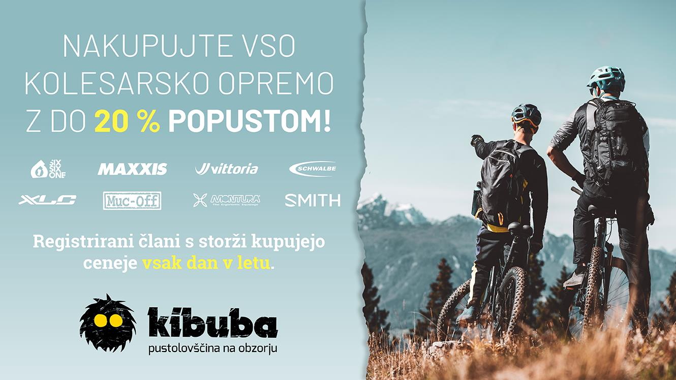 Kibuba: do 20 % popusta na kolesarsko opremo