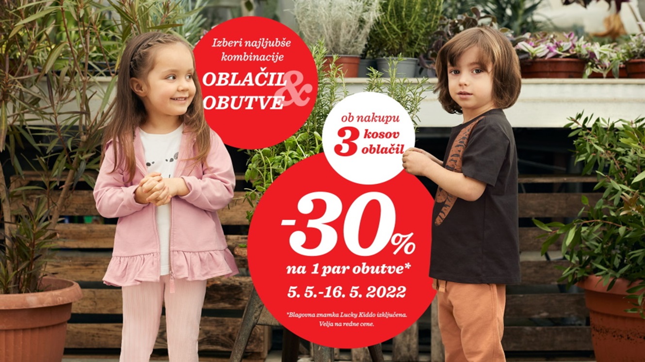 Baby Center: – 30 % na obutev ob nakupu 3 kosov oblačil