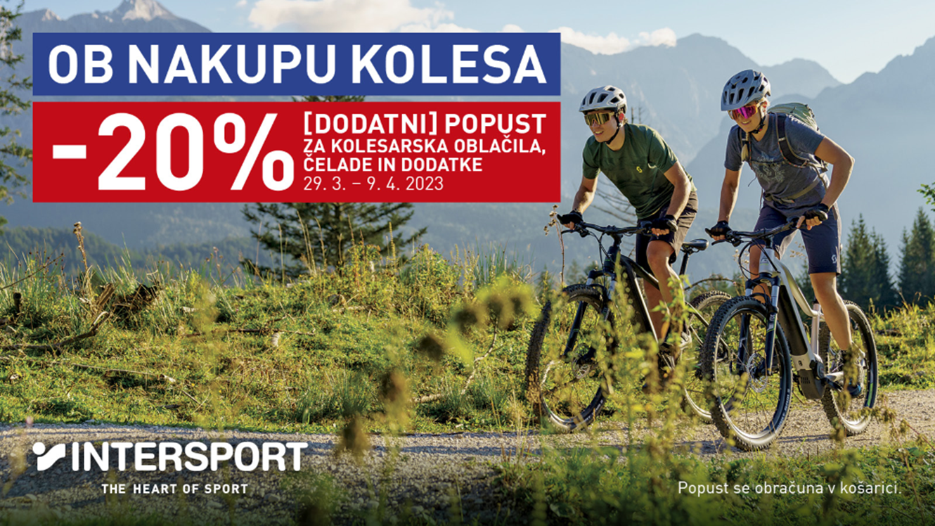 INTERSPORT: Dodatnih 20 % popusta ob nakupu kolesa