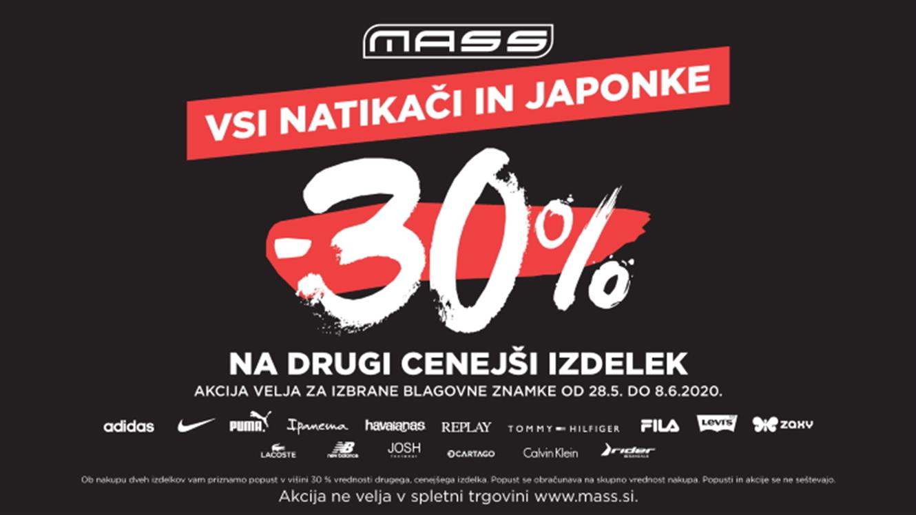 MASS: 30 % popusta na drugi izdelek za natikače in japonke