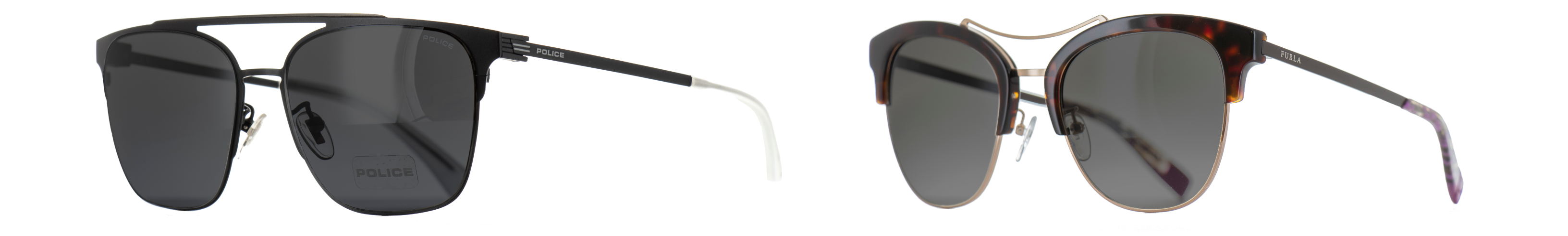 Police sončna očala: Redna cena 169 €, akcijska cena 101,4 €; Furla sončna očala: Redna cena 195 €, akcijska cena 117 €
