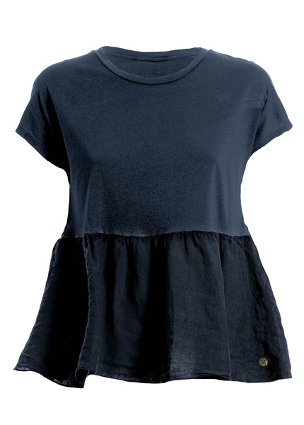 Deha LINEN PEPLUM T-SHIRT, ženska majica, modra D43631